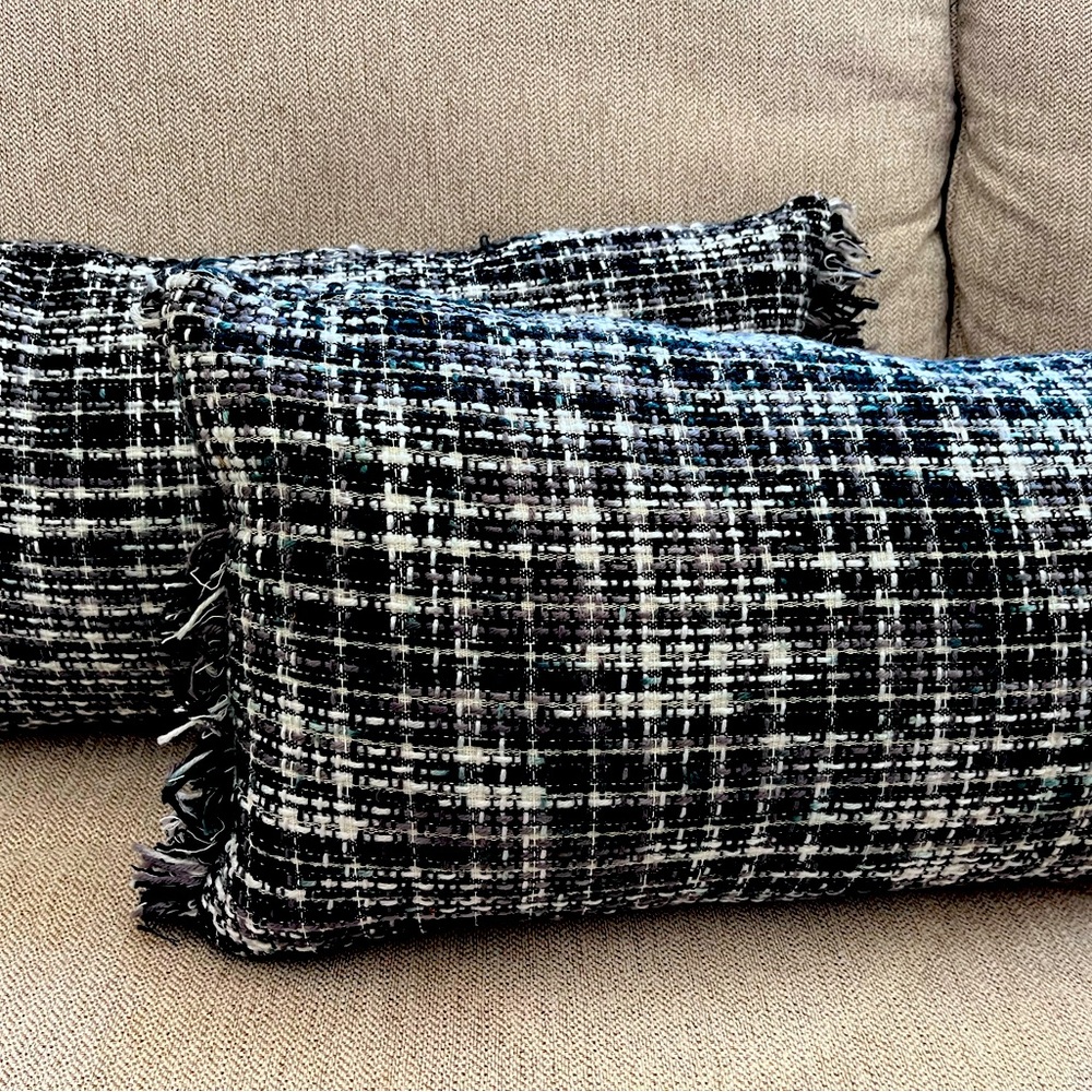 Chic Black and White Plaid Throw Pillows